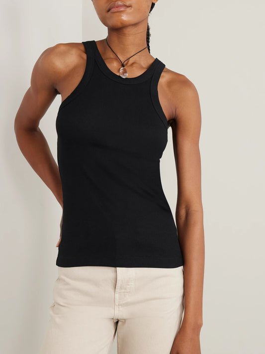 + Net Sustain Curved Ribbed Stretch Organic Cotton-jersey Tank