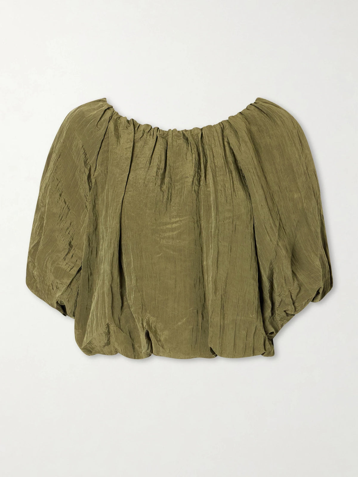SIMKHAI Anni Cropped Gathered Crepon Blouse