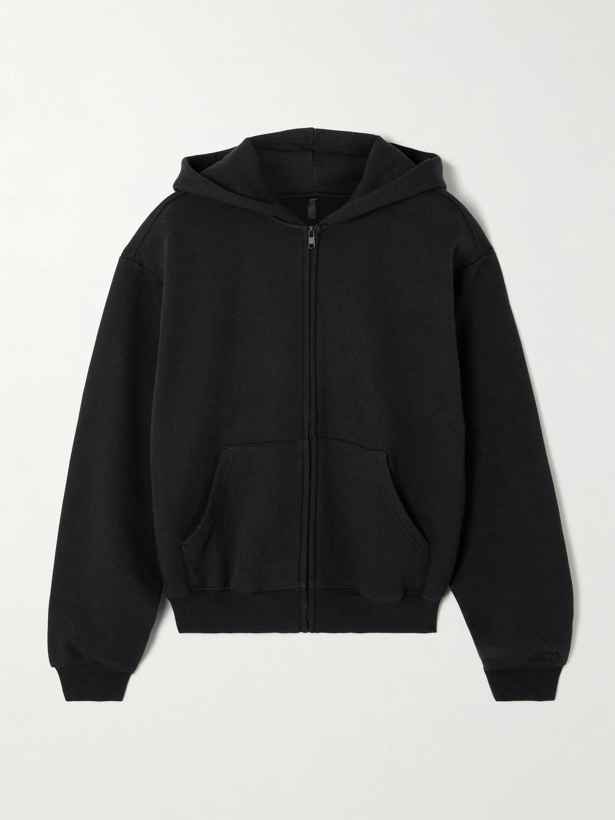 Image of Sleepwear & Loungewear. Product name - Classic Zip Up Hoodie - Onyx in Black colour by brand - SKIMS