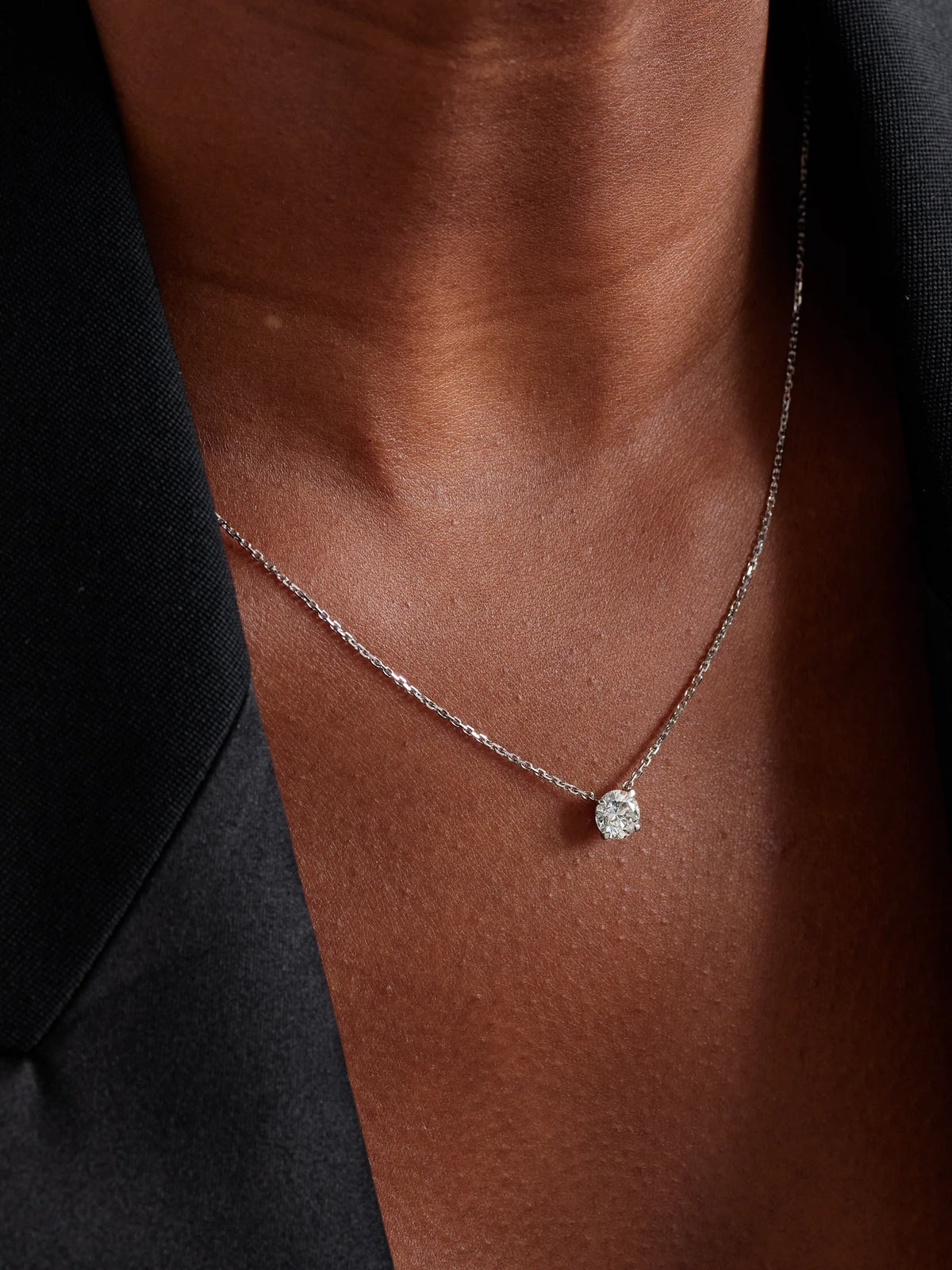 Image of Necklaces. Product name - 18-karat White Gold Diamond Necklace in Silver colour by brand - David Morris