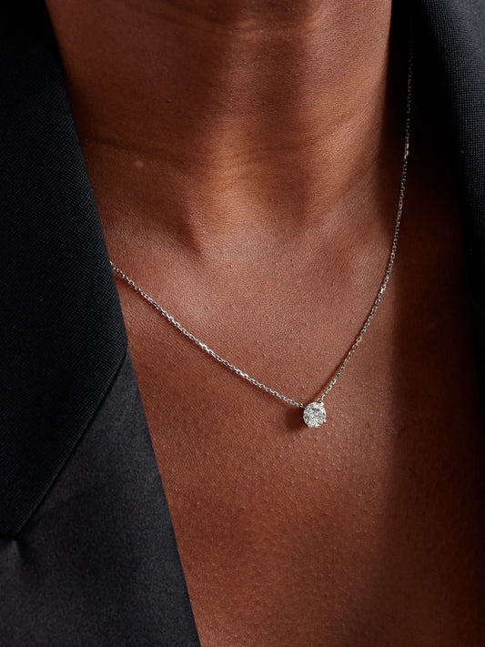 Image of Necklaces. Product name - 18-karat White Gold Diamond Necklace in Silver colour by brand - David Morris