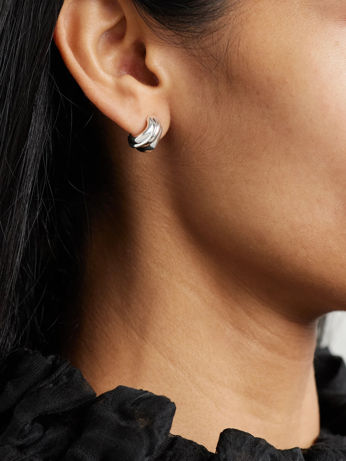 Image of Earrings. Product name - Recycled Silver Hoop Earrings in Multi colour by brand - Completedworks