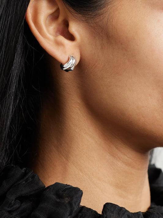 Image of Earrings. Product name - Recycled Silver Hoop Earrings in Multi colour by brand - Completedworks