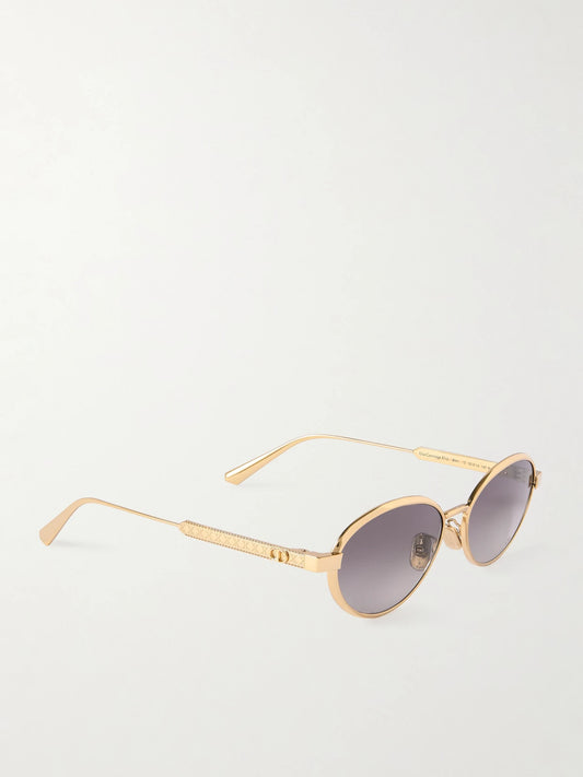 Diorcannage R1u Oval-frame Gold-tone Sunglasses