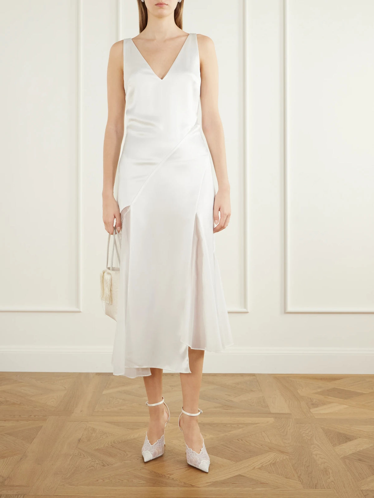 Image of Heels. Product name - Faiz 100 Lace Pumps in Ivory colour by brand - Jimmy Choo