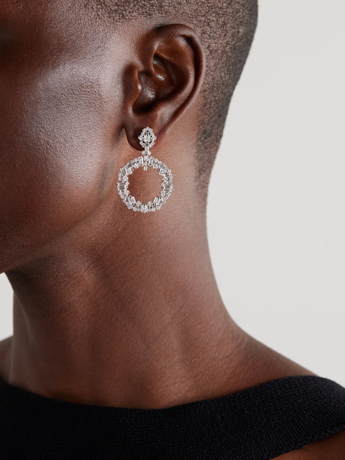 Image of Earrings. Product name - La Fantaisie 18-karat White Gold Diamond Earrings in Multi colour by brand - Suzanne Kalan