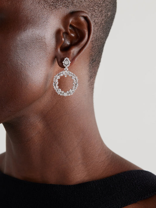 Image of Earrings. Product name - La Fantaisie 18-karat White Gold Diamond Earrings in Multi colour by brand - Suzanne Kalan