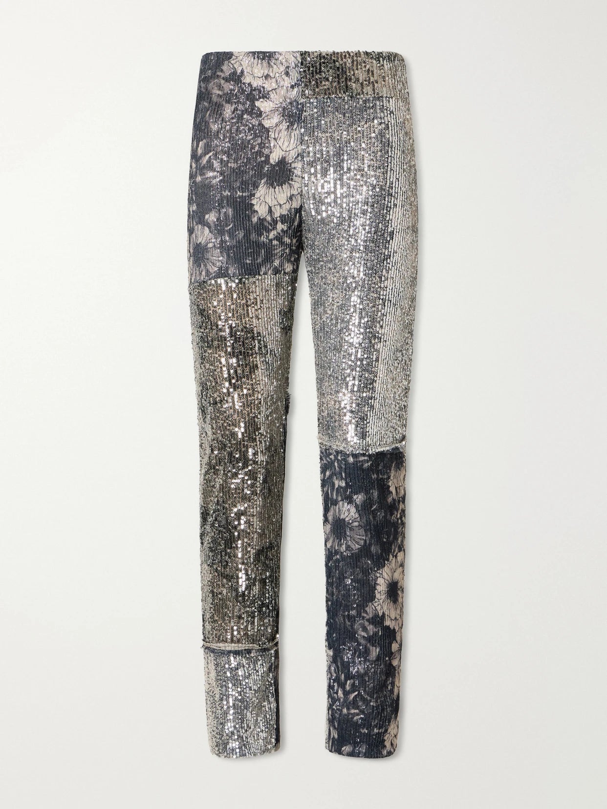 Sequined Patchwork Jersey Straight-leg Pants