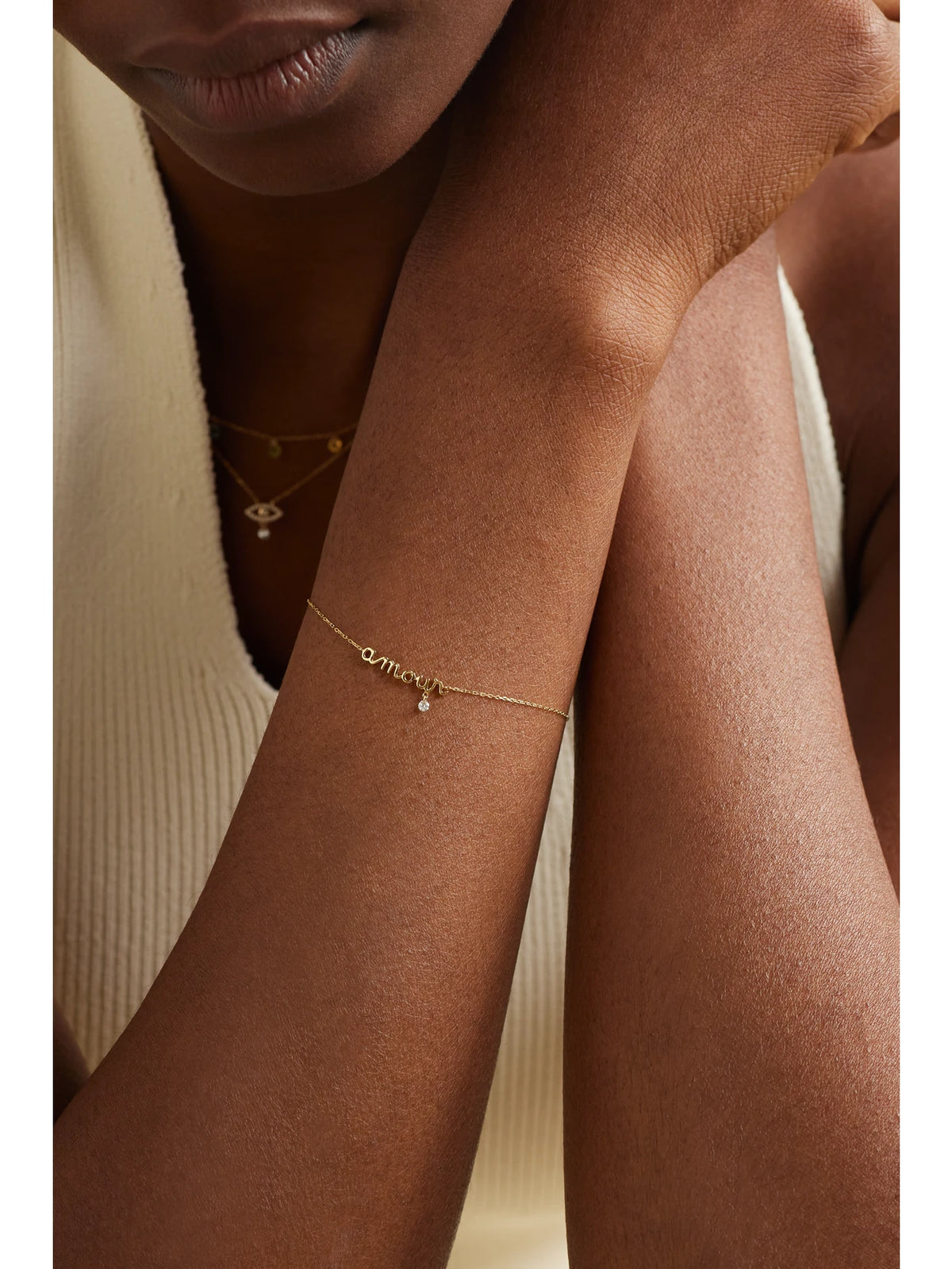 Image of Bracelets. Product name - Amour 18-karat Gold Diamond Bracelet in Multi colour by brand - Persée
