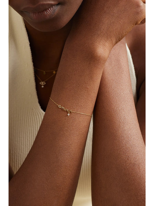 Image of Bracelets. Product name - Amour 18-karat Gold Diamond Bracelet in Multi colour by brand - Persée