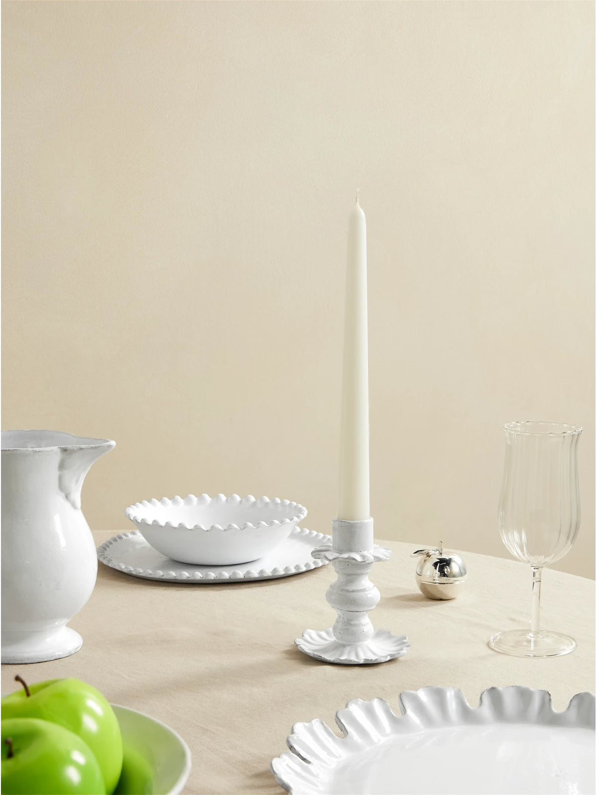 Image of Decor. Product name - Ceramic Candlestick in White colour by brand - Astier De Villatte