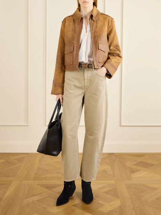Image of Coats & Jackets. Product name - Leather Jacket in Light brown colour by brand - Polo Ralph Lauren