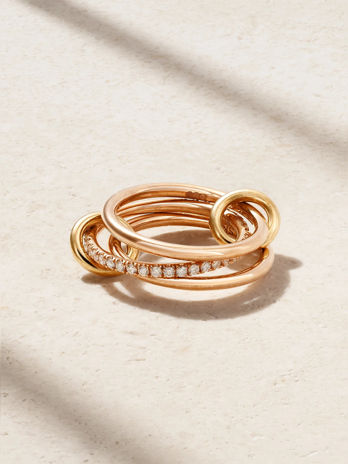 Sonny Set Of Three 18-karat Yellow And Rose Gold And Diamond Rings