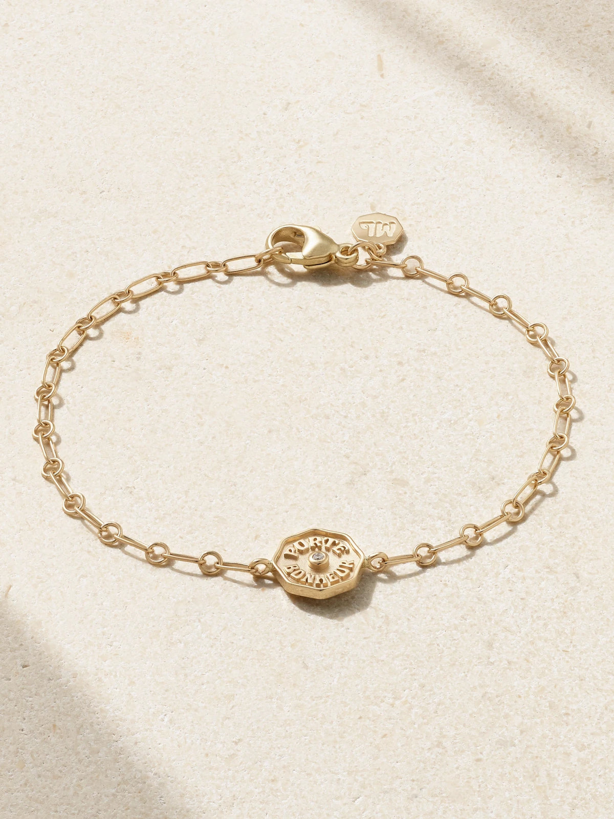 Wee Porte Bonheur Coin 14-karat Gold, Enamel And Diamond Bracelet