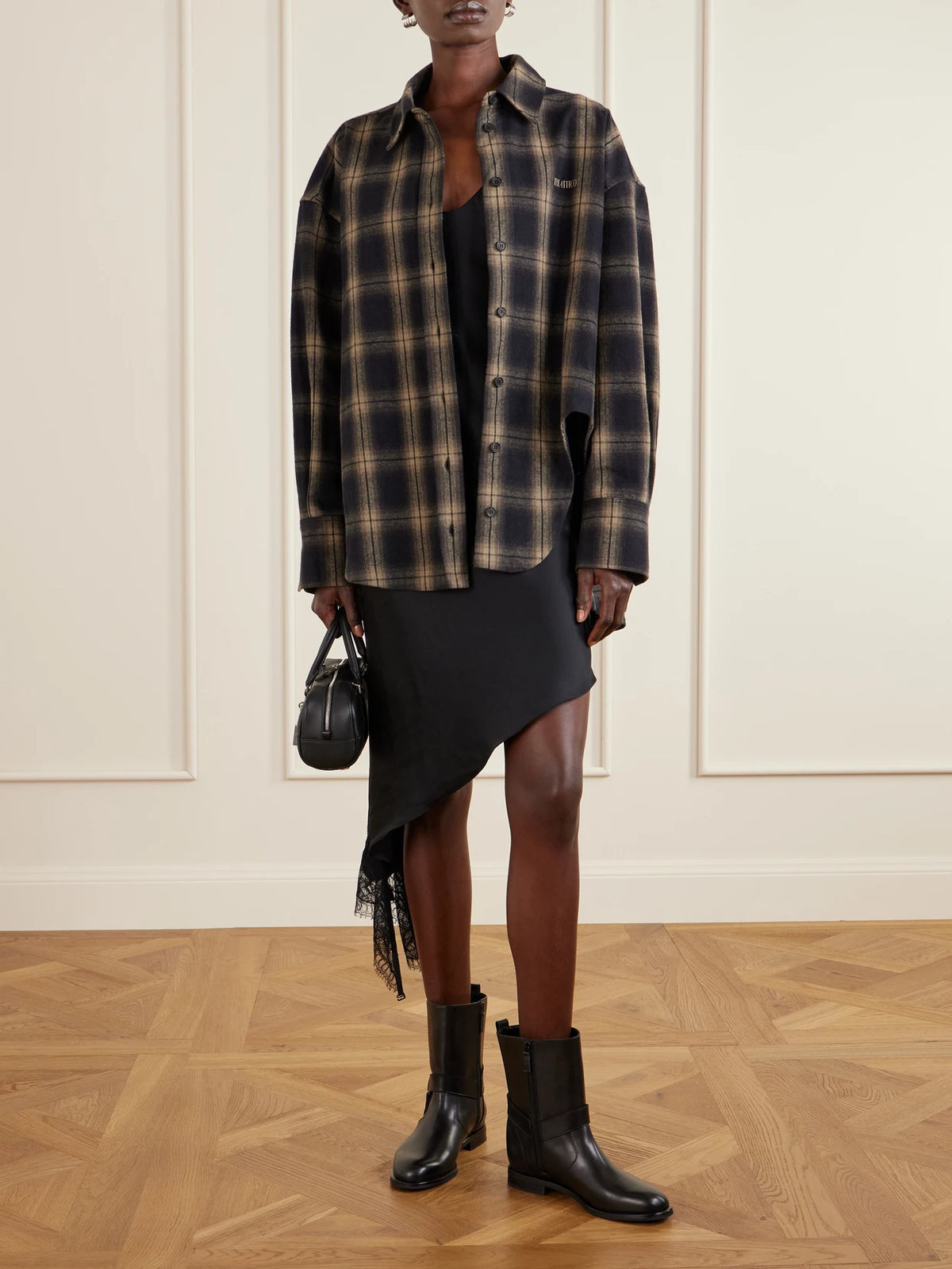 Image of Boots. Product name - Calica Buckled Leather Biker Boots in Black colour by brand - Manolo Blahnik