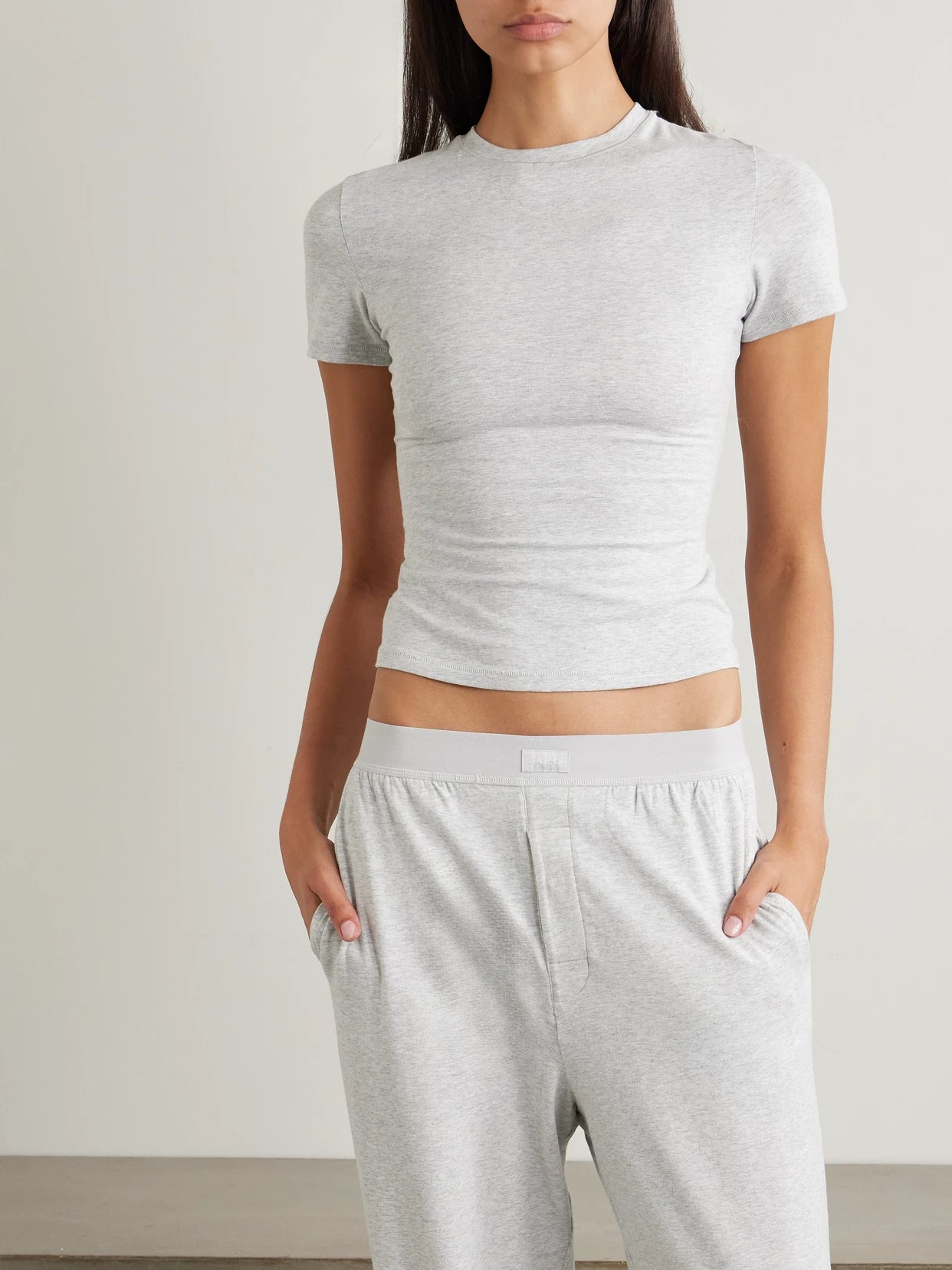Stretch-cotton Jersey T-shirt - Light Heather Grey