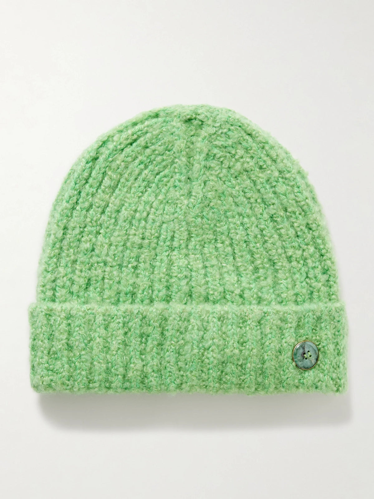 Button-embellished Ribbed Cashmere-bouclé Beanie