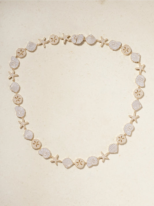 Sea Life 18-karat Yellow And White Gold Diamond Necklace