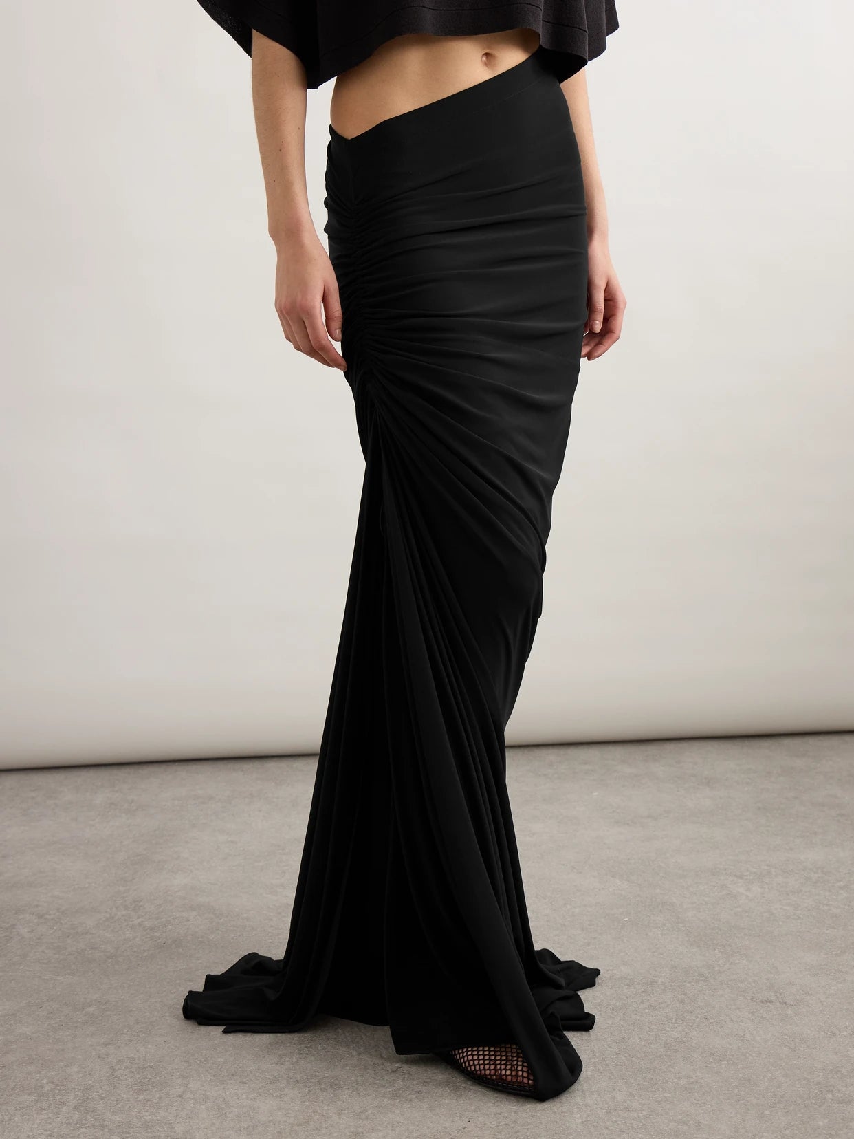 Draped Stretch-knit Maxi Skirt