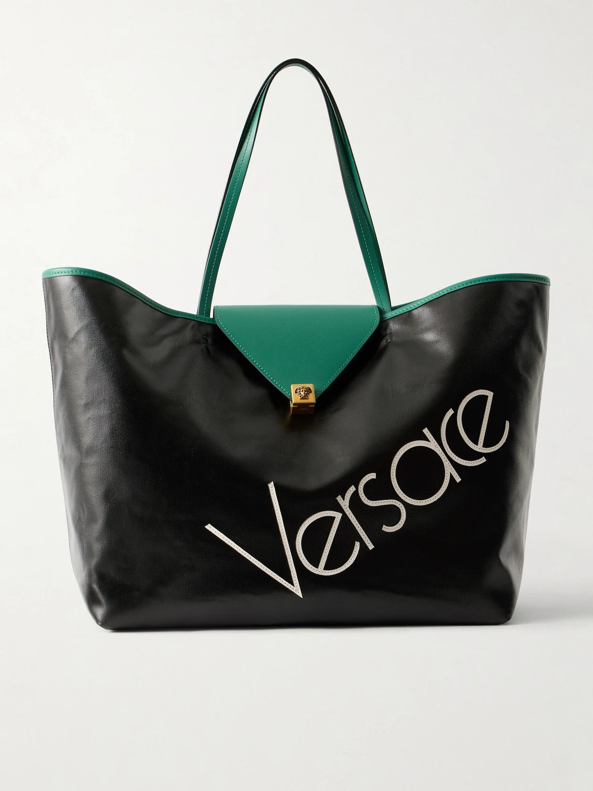 Logo-appliquéd Leather-trimmed Coated-canvas Tote