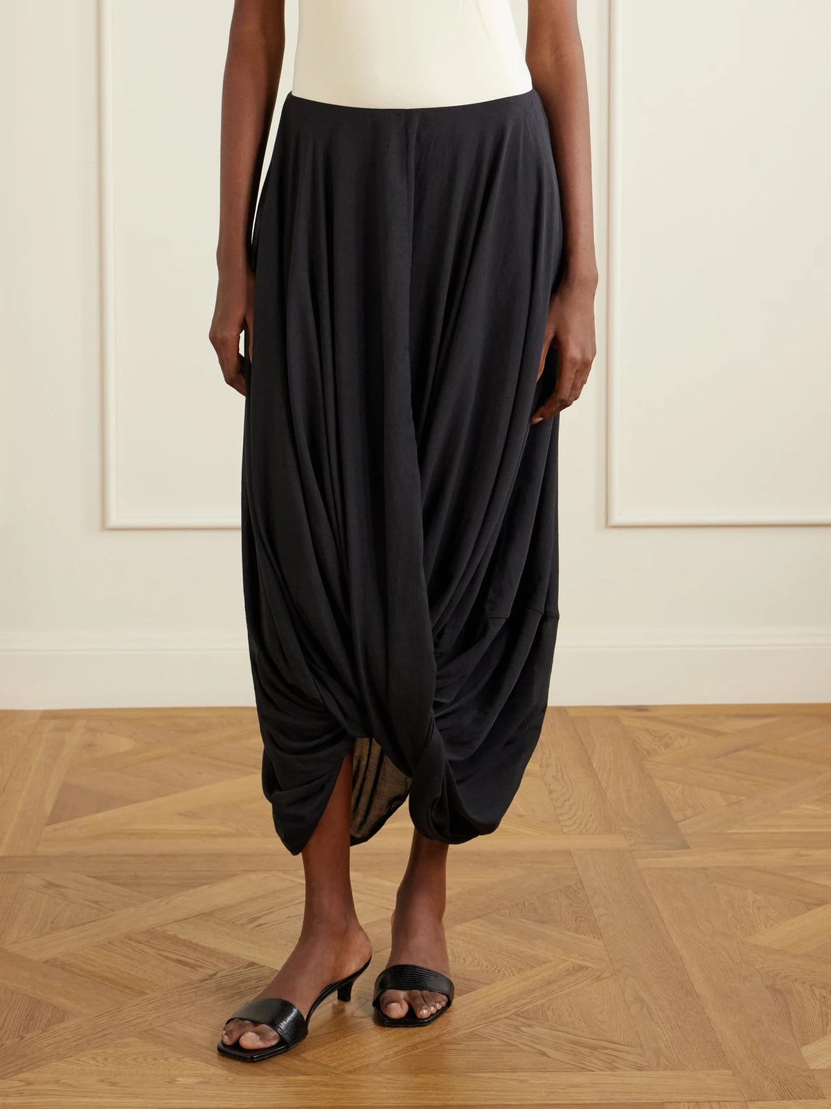 Cocoon Draped Lyocell And Organic Cotton-blend Maxi Skirt