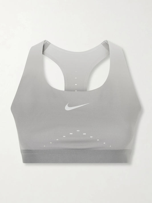 Image of Activewear. Product name - + Isamaya Ffrench Airswift Perforated Dri-fit Adv Sports Bra in Silver colour by brand - Nike