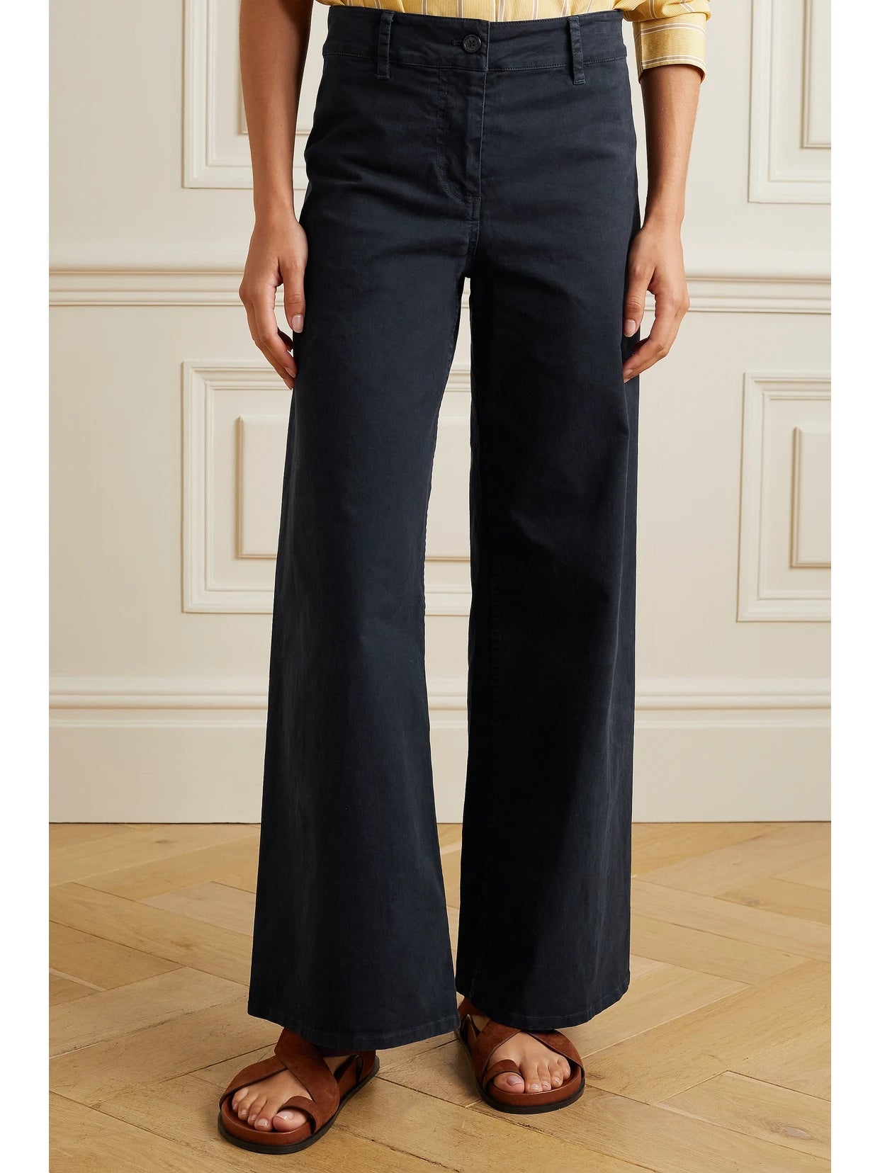 Megan Cotton-blend Twill Wide-leg Pants