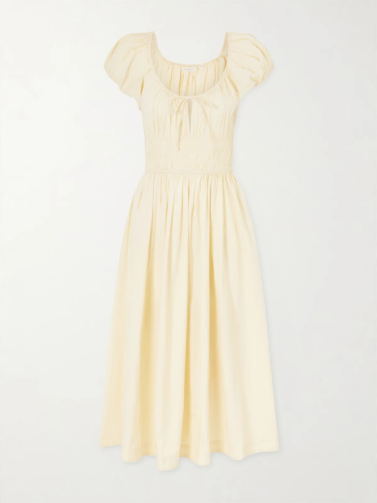 Quinn Smocked Organic Cotton-poplin Midi Dress