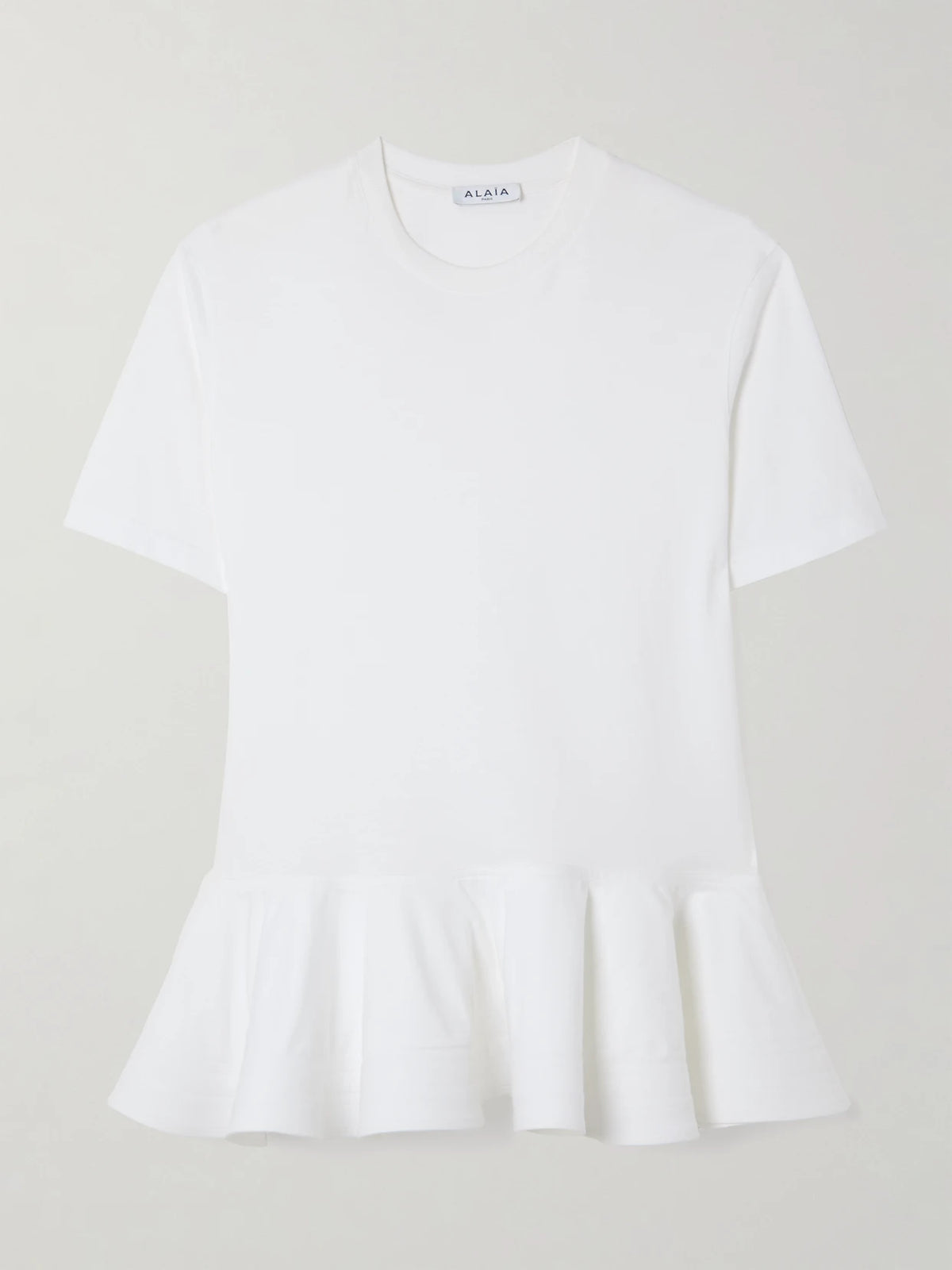 Alaïa Oversized Poplin-trimmed Cotton-jersey Peplum T-shirt