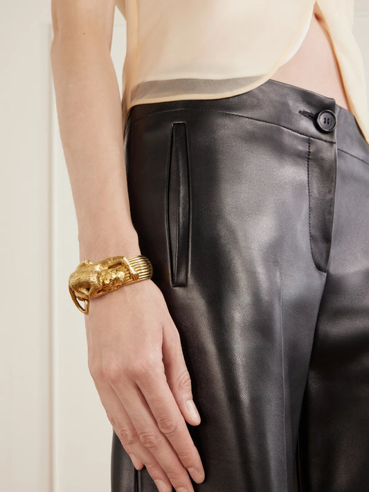 Image of Bracelets. Product name - Monkey 18-karat Gold-plated Brass Cuff in Medium, Small, Large colour by brand - KHAITE