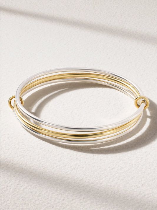 Lumin Set Of Three 18-karat Yellow And White Gold Bracelets