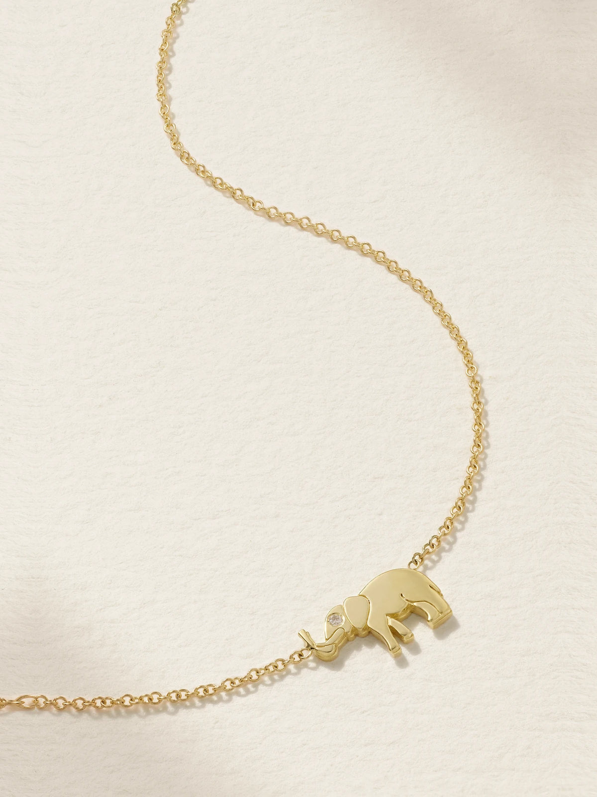 Mini Elephant 18-karat Gold Diamond Necklace