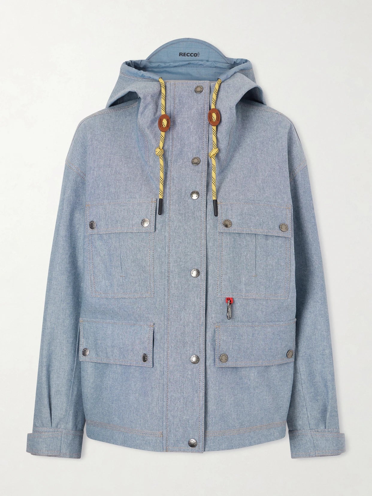 Image of Coats & Jackets. Product name - Beziers Padded Denim Jacket in Light blue colour by brand - Moncler Grenoble