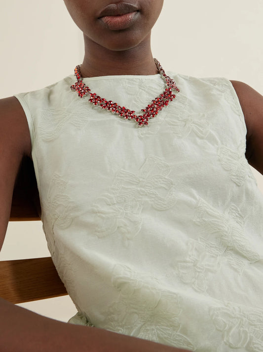 Image of Necklaces. Product name - Silver-tone Crystal Necklace in Crimson colour by brand - Simone Rocha