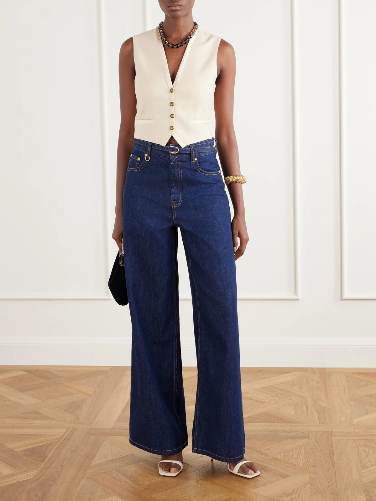 Image of Coats & Jackets. Product name - Valiant Satin-trimmed Wool-blend Vest in Cream colour by brand - Zimmermann