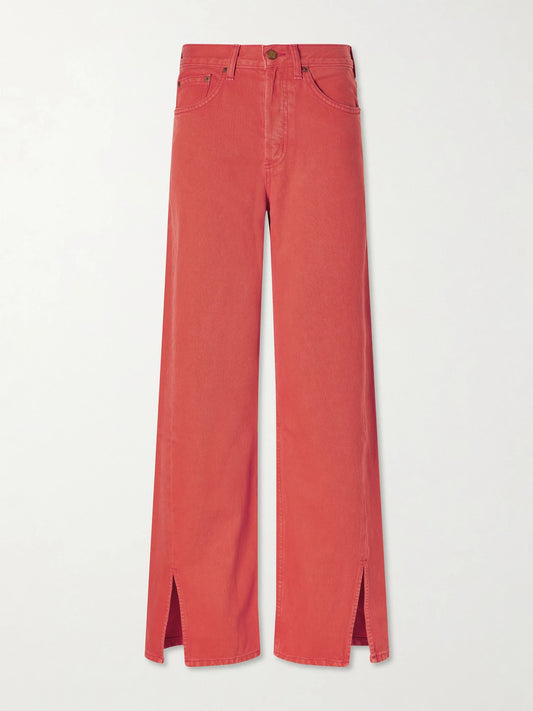 Image of Jeans. Product name - Charlot Relaxed Mid-rise Straight-leg Jeans in Red colour by brand - B SIDES
