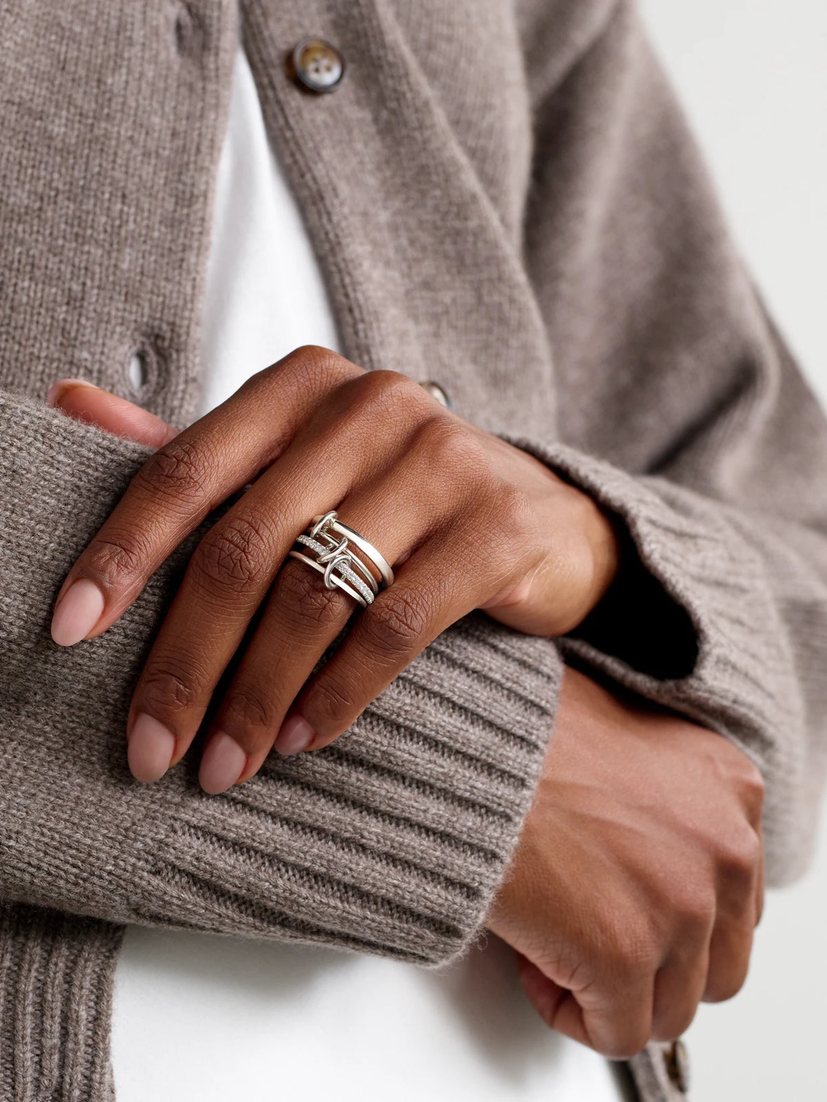 Image of Rings. Product name - Nimbus Sterling Silver Diamond Ring in Multi colour by brand - Spinelli Kilcollin