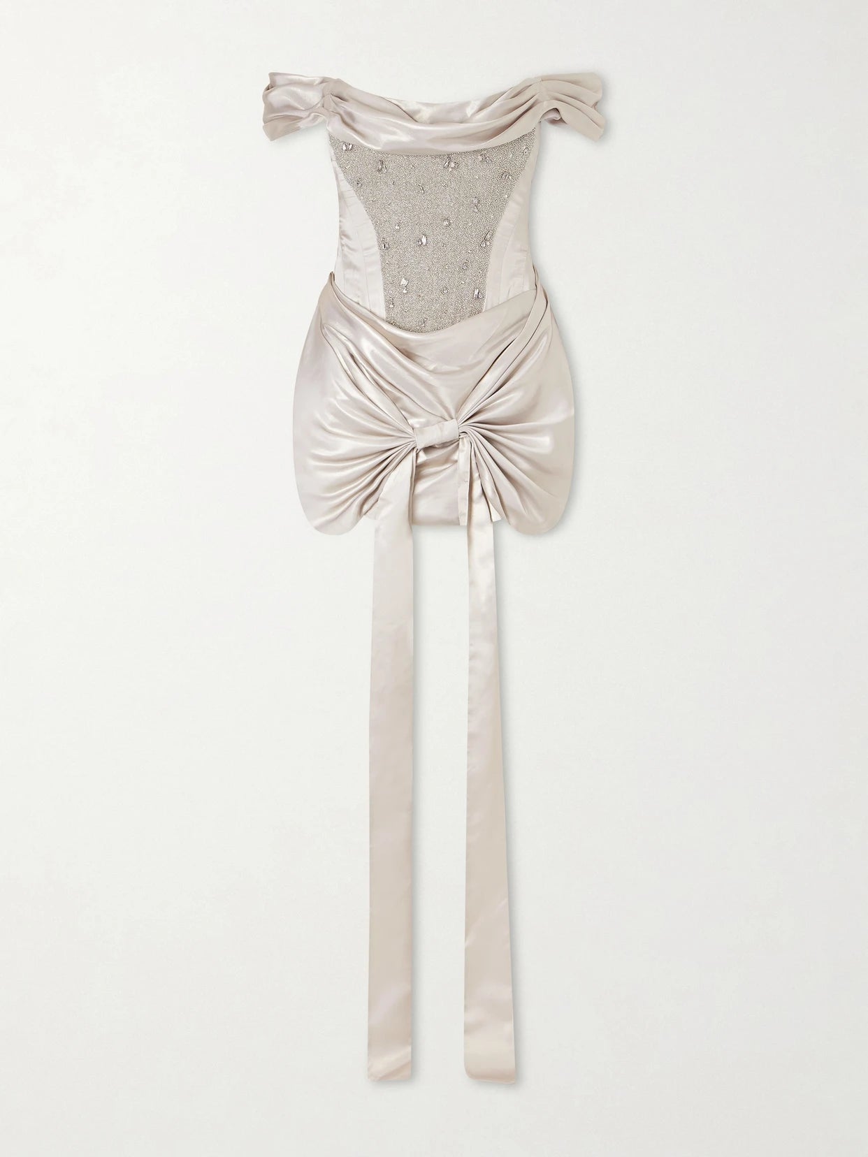 Paloma Convertible Draped Embellished Satin Mini Dress