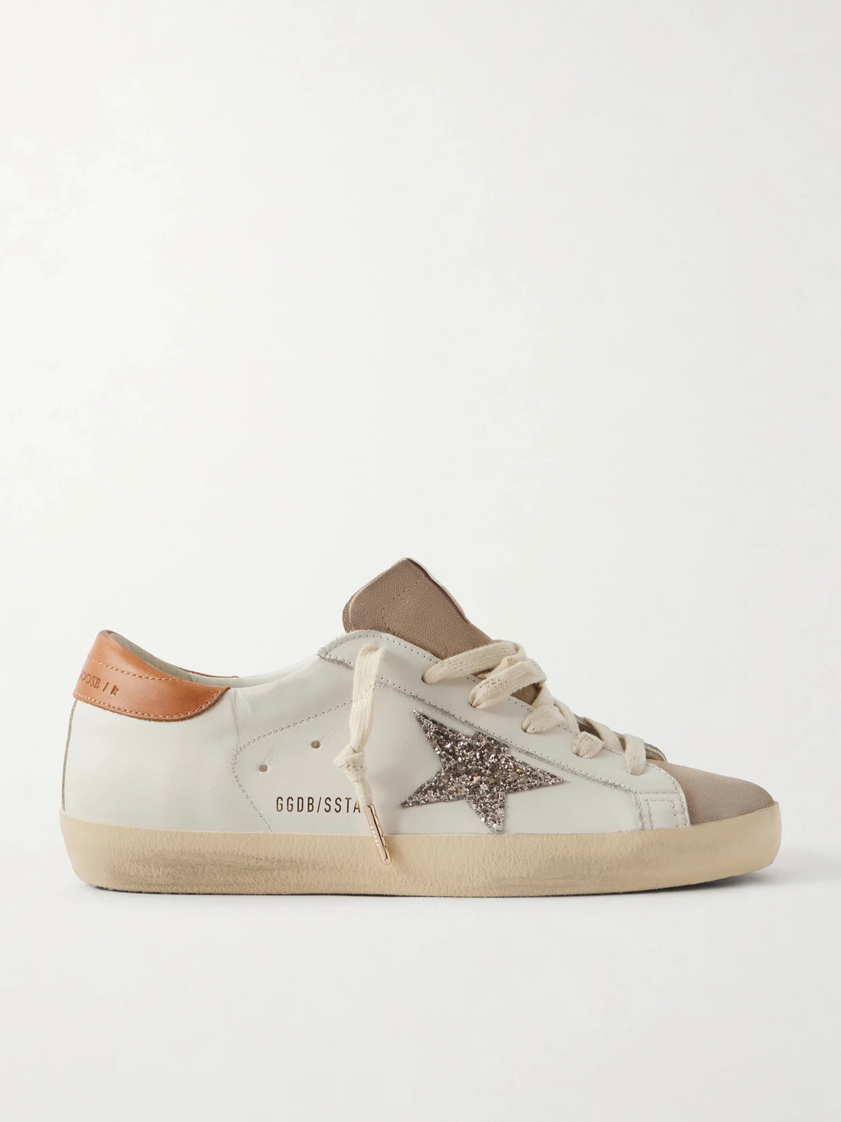 Super-star Distressed Glittered Suede-trimmed Leather Sneakers