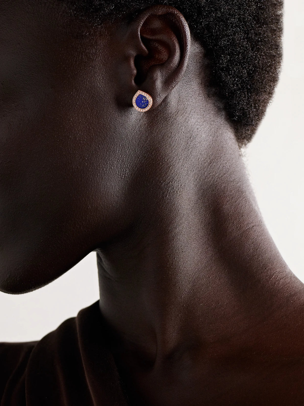 Image of Earrings. Product name - Antifer 18-karat Rose Gold, Lapis Lazuli And Diamond Single Earring in Multi colour by brand - Repossi