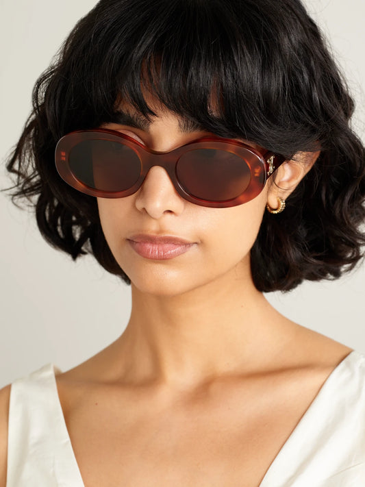 Image of Sunglasses. Product name - Triomphe Oval-frame Tortoiseshell Acetate Sunglasses in Multi colour by brand - CELINE Eyewear