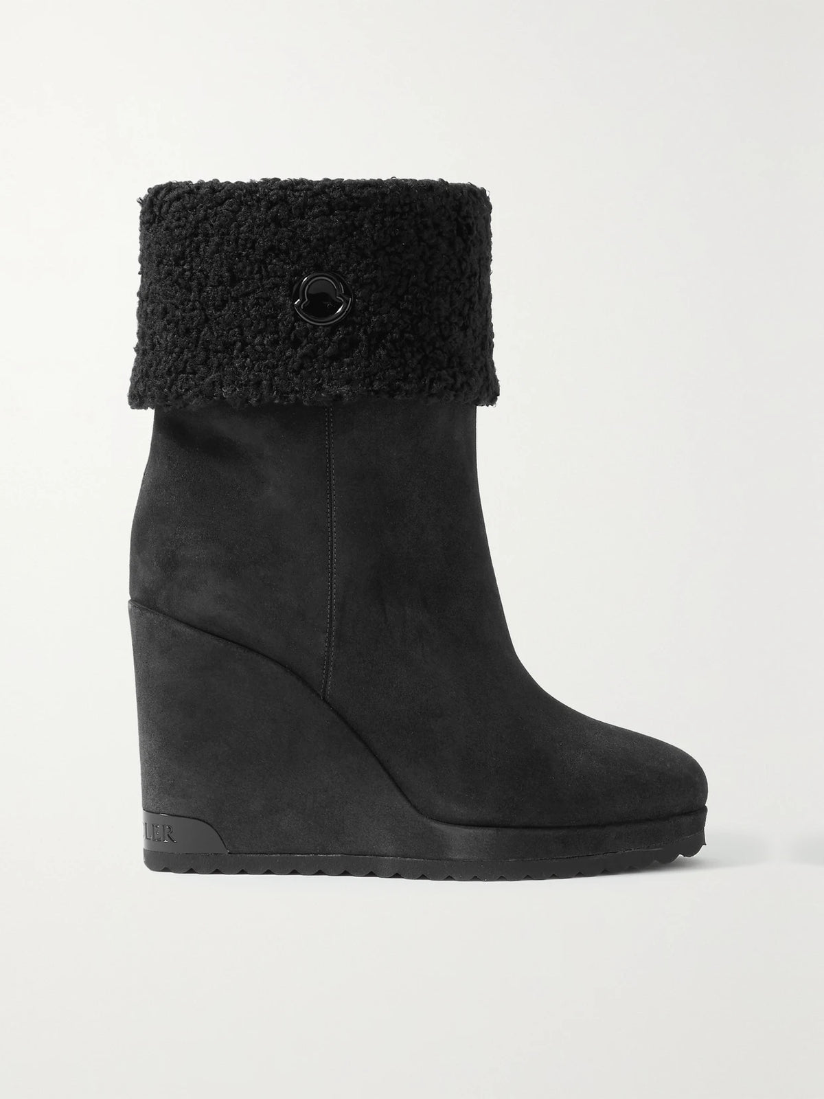W Short Plush-lined Suede Wedge Ankle Boots
