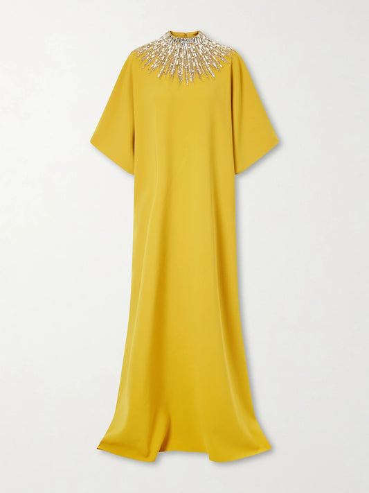 Jenny Packham Dessert Blossom Crystal-embellished Crepe Gown