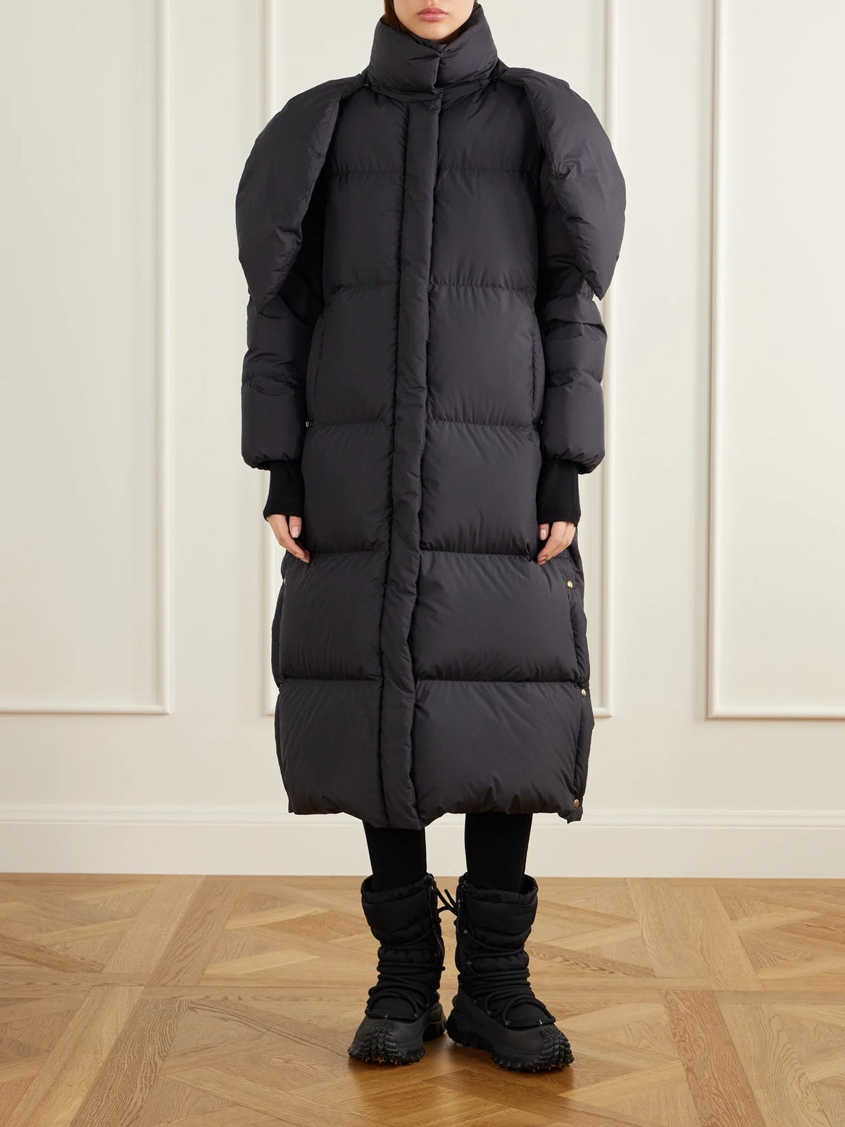 Moncler Ornement Quilted Scarf-detailed Rib-trimmed Shell Down Coat