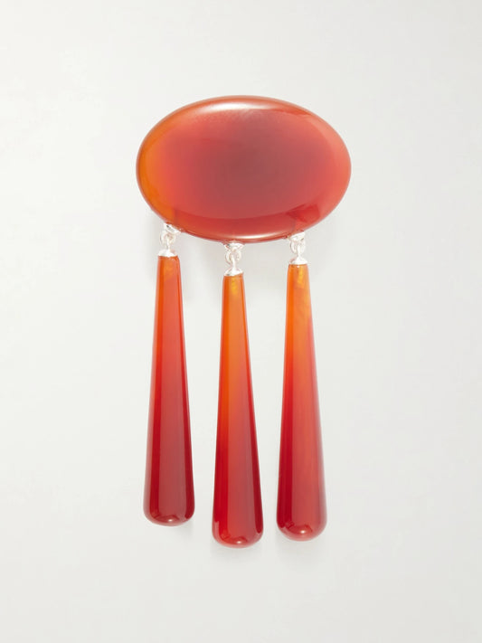 LIÉ STUDIO Ethel Silver-plated Red Carnelian Brooch