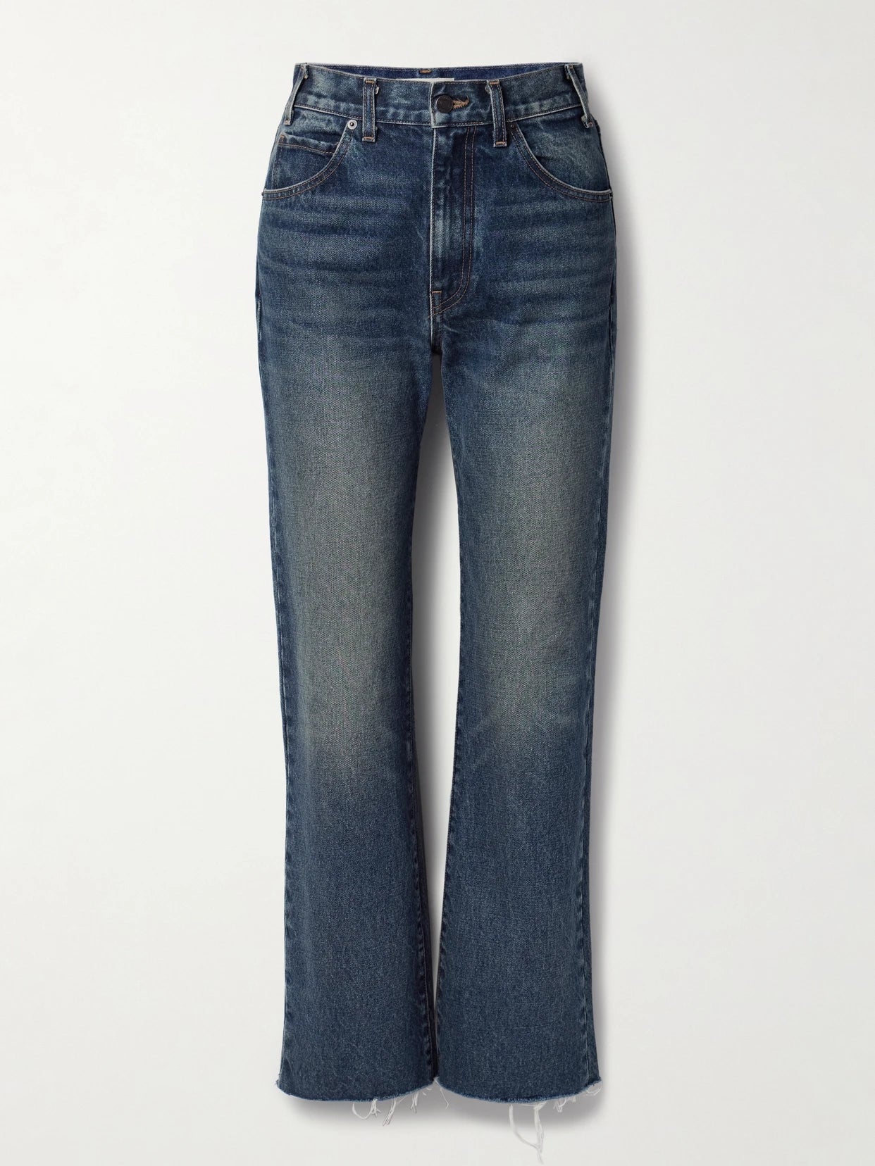 Calla Distressed Mid-rise Straight-leg Jeans