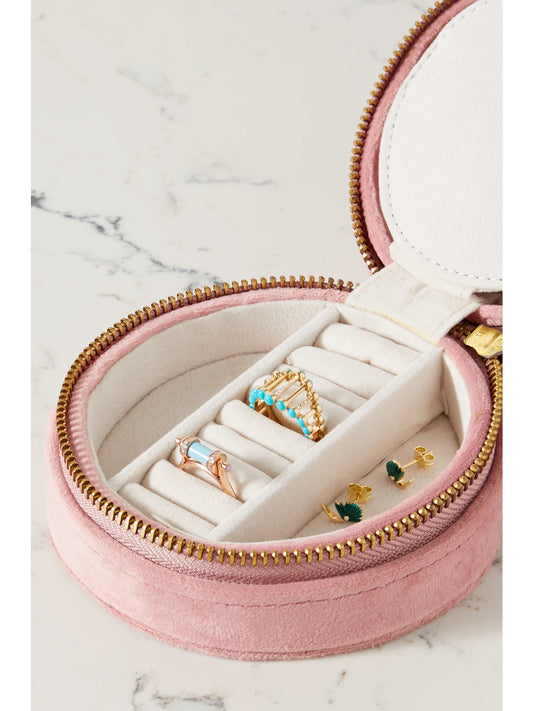 Image of Decor. Product name - Psychedeliah Embroidered Velvet Jewelry Box in Pink colour by brand - L'Atelier Nawbar