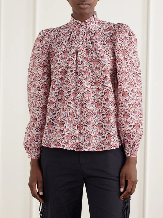 ALIX OF BOHEMIA Annabel Printed Cotton And Silk-blend Satin Blouse