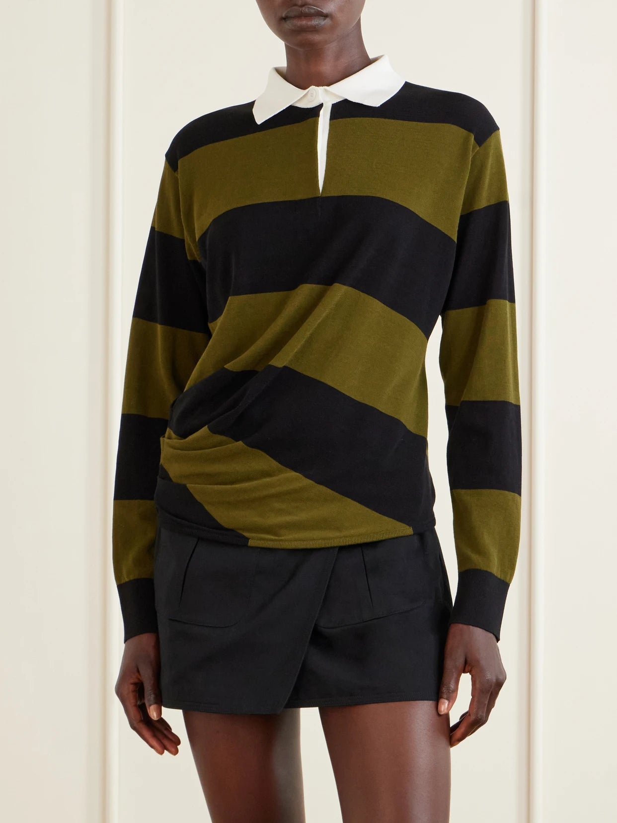 Corinna Striped Cotton-knit Polo Shirt