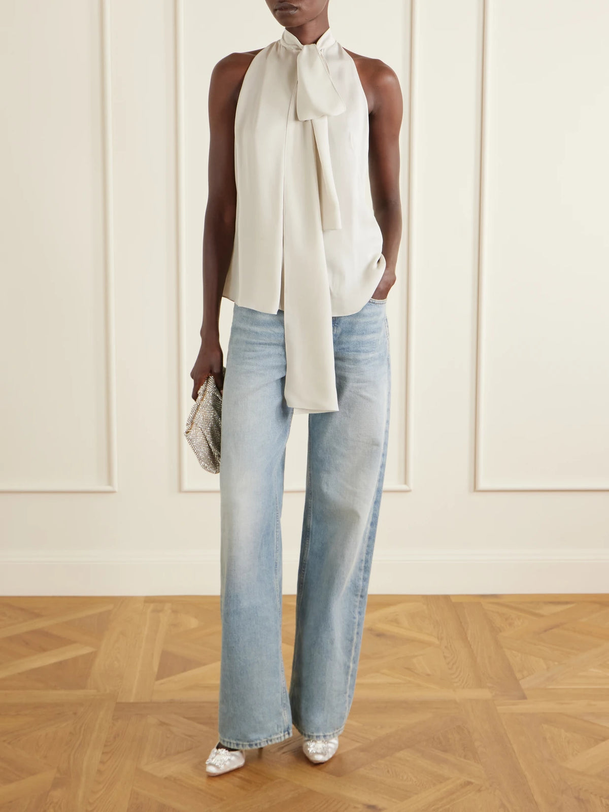 Image of Heels. Product name - Hangisila 70 Leather And Mesh Pumps in White colour by brand - Manolo Blahnik
